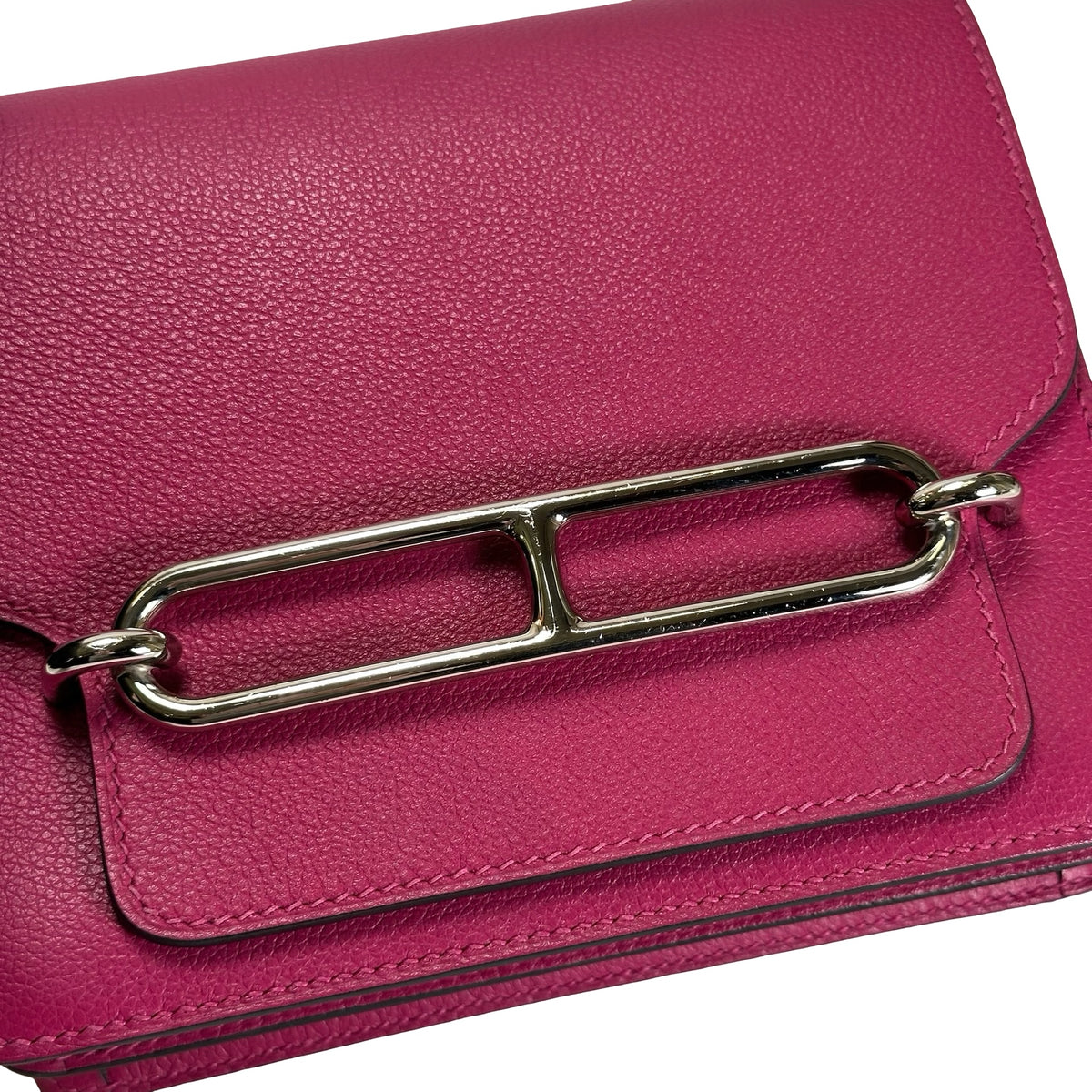 Used HERMES Leather Mini Roulis Crossbody Bag Purple PHW