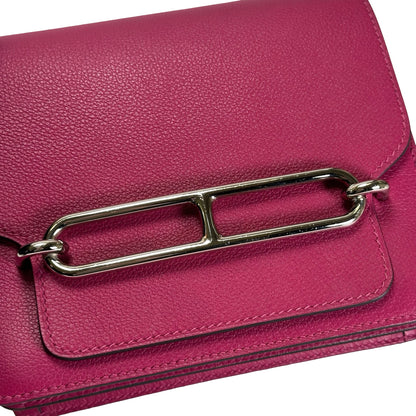 Used HERMES Leather Mini Roulis Crossbody Bag Purple PHW