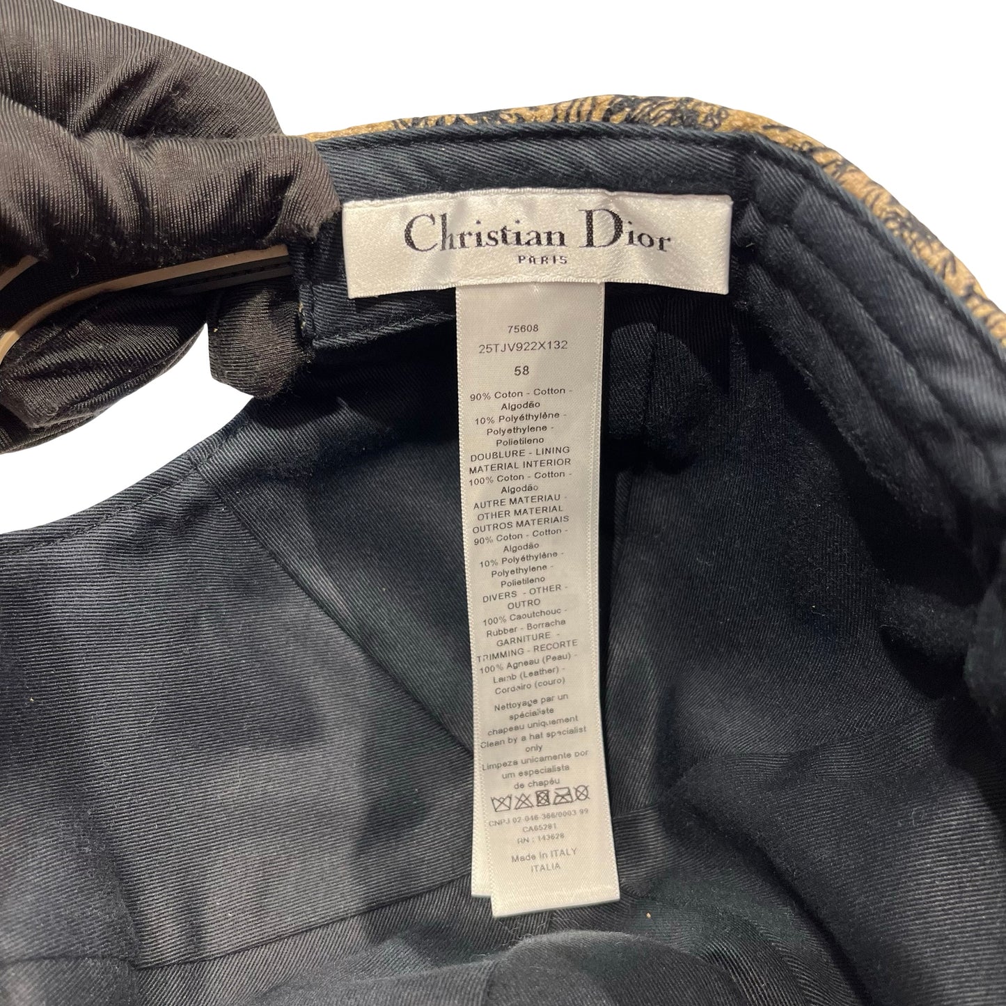 Used DIOR Toile de Jouy Embroidered Toile de Jouy Baseball Cap Hat Beige Black