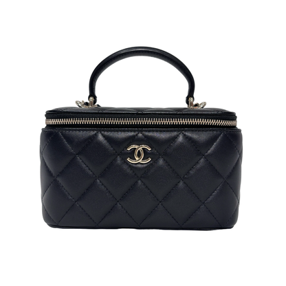 CHANEL VANITY CASE BLACK GHW LAMBSKIN AP2199 [3000210]