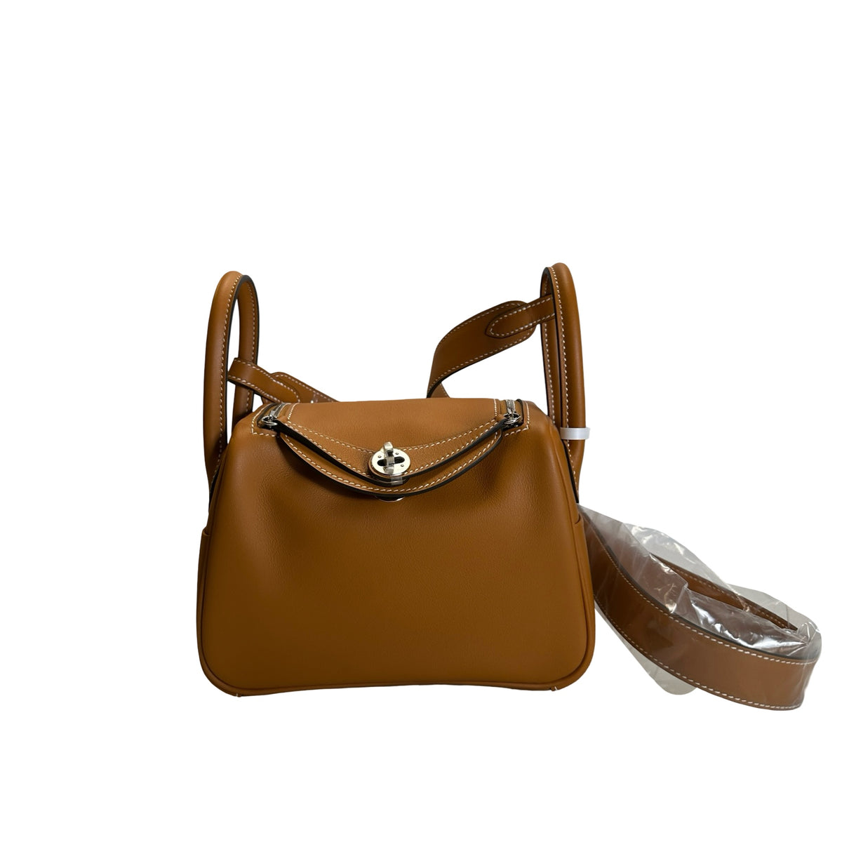 Brand New HERMES Swift Mini Lindy Shoulder Bag Toffee PHW