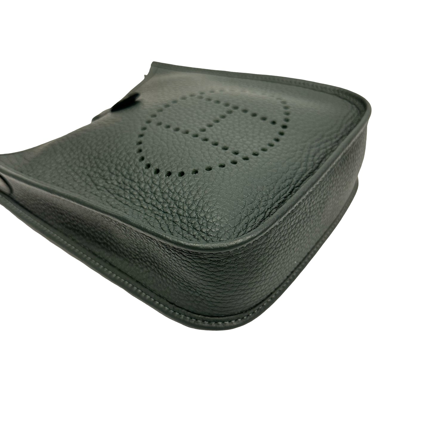 Unused Hermès Calfskin Leather Evelyne Shoulder Bag Dark green PHW