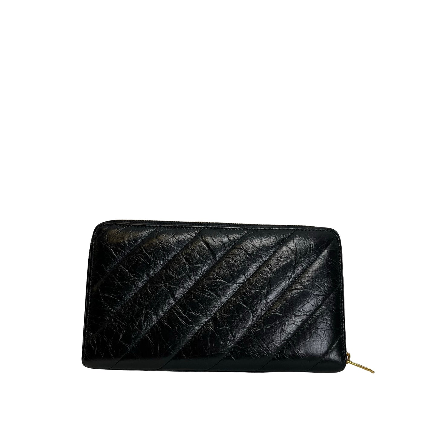 Used BALENCIAGA Quilted Leather Quilted Wallet Long wallet Black Gold