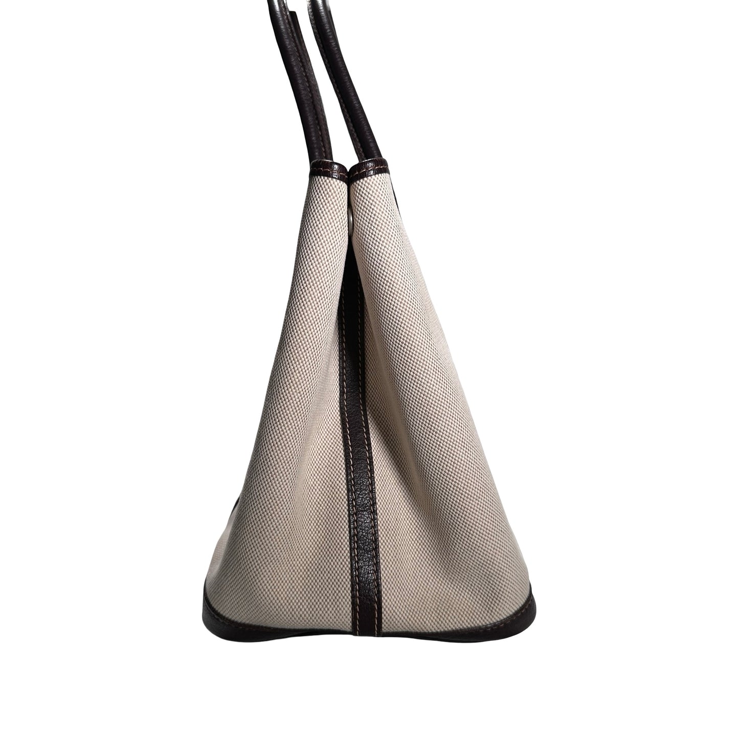 Used HERMES Canvas GP36 Vintage Hobo Bag Black Beige