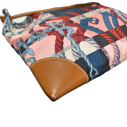 Used HERMES Della Cavalleria Silky City Tote Bag Pink Blue Red Black Brown