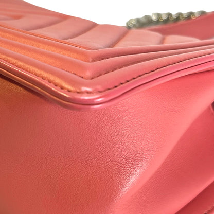 CHANEL Lambskin Boy Shoulder Bag Pink PHW