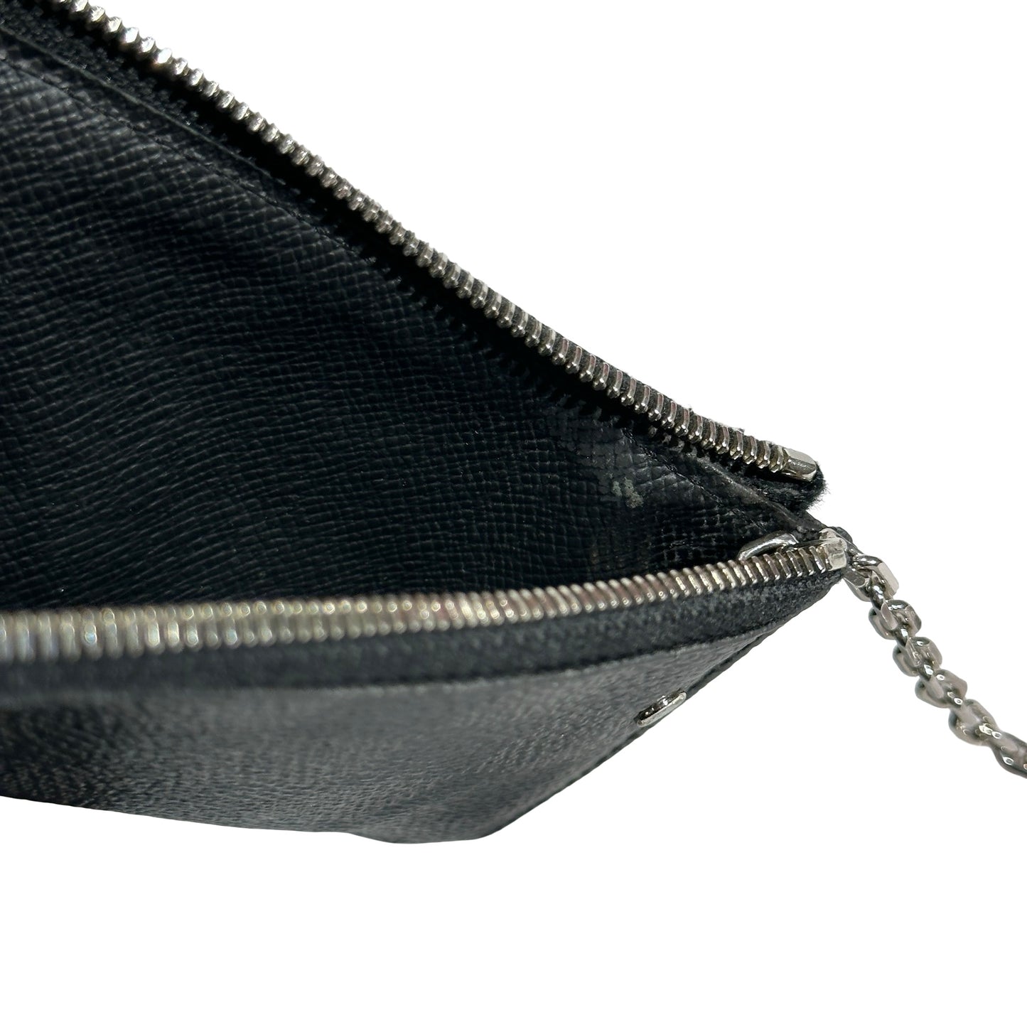 Used LOUIS VUITTON Damier Ebene Canvas KEY POUCH Pouch Black