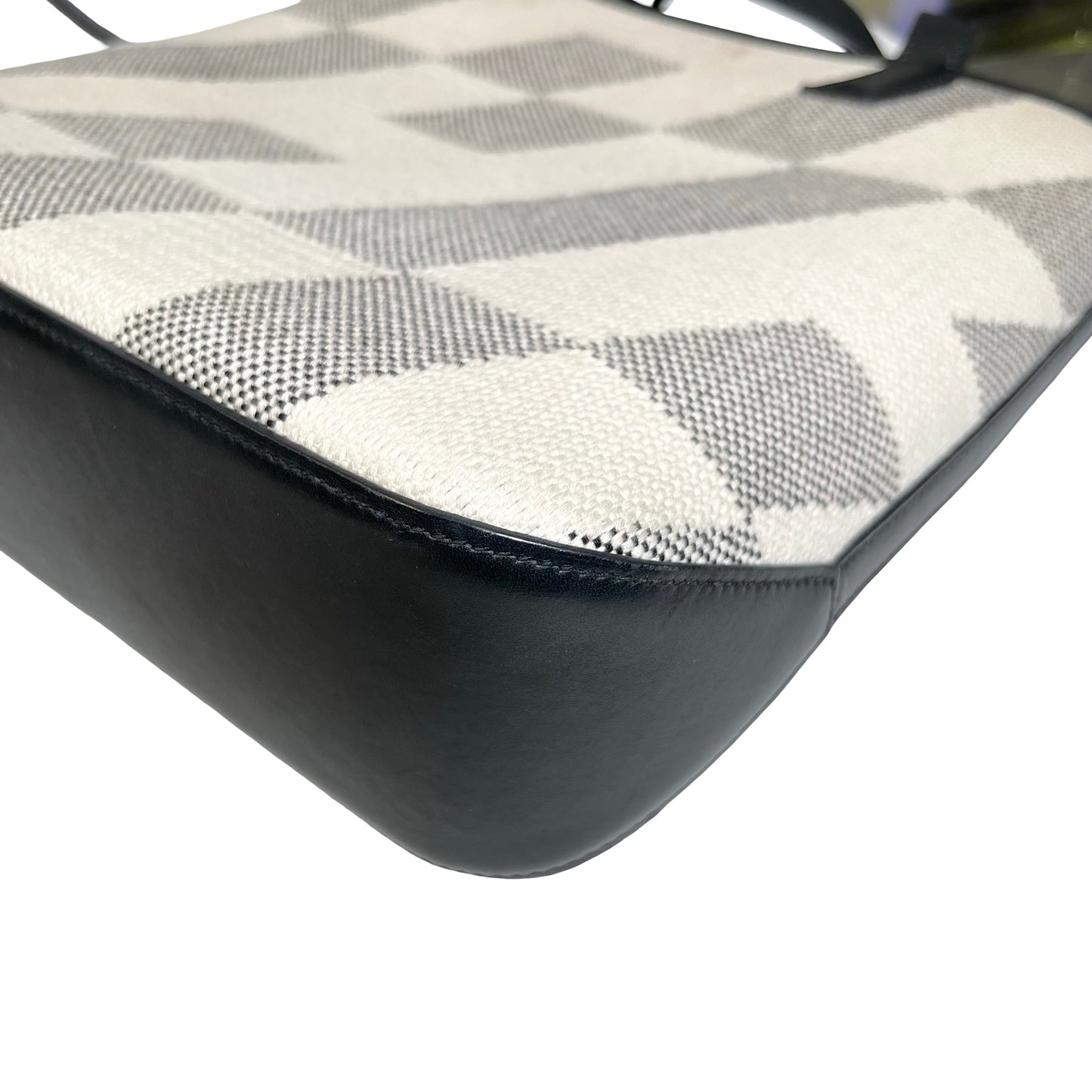 Used HERMÈS Canvas Cabas H En Biais 27 Cross Body Bag Black White