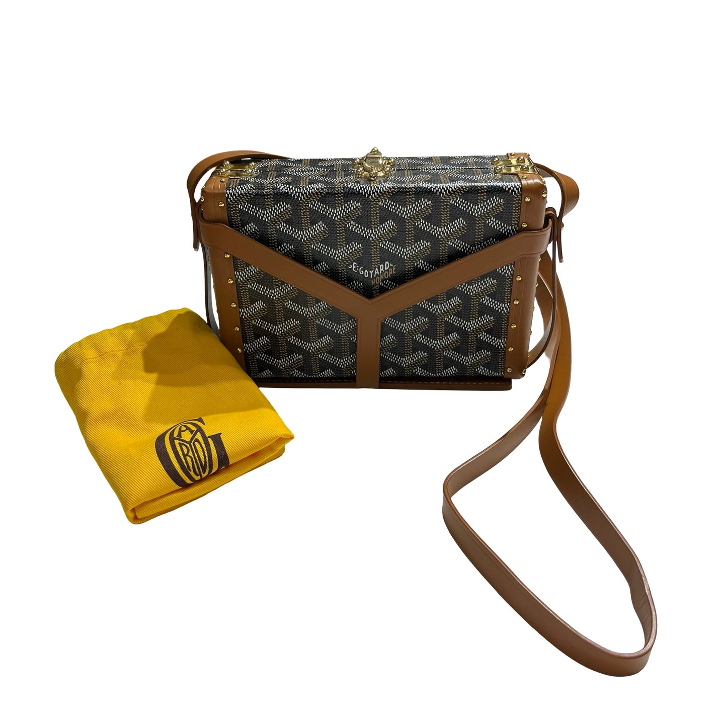 Used GOYARD Goyardine Minaudiere Crossbody Bag Black Brown
