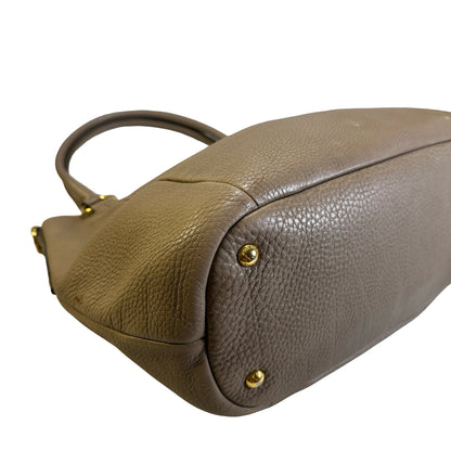 Used PRADA Vitello Phenix Leather Vitello Phenix Shopping Tote Handbag Argilla Grey Taupe
