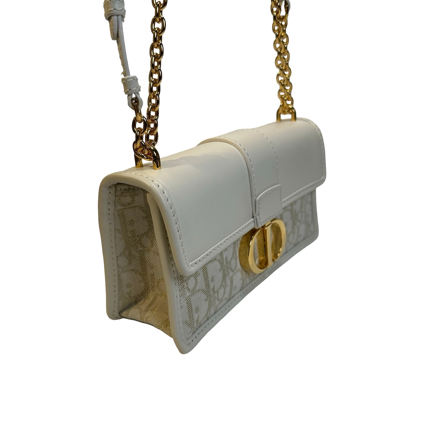 Used DIOR Dior Oblique Leather 30 Montaigne Shoulder Bag White Beige