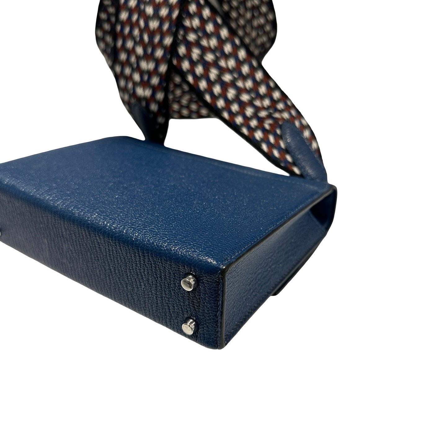 Used HERMES Chevre Mini Verrou Crossbody Bag 73 Bleu Salhir PHW