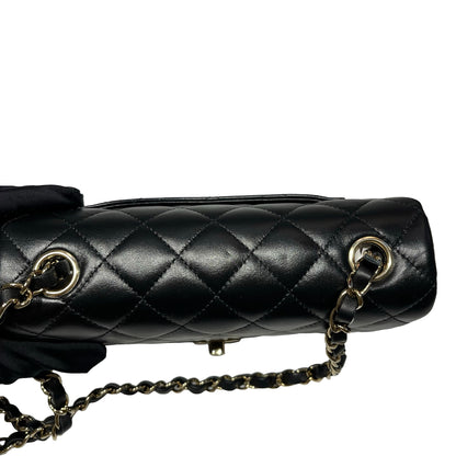 Used CHANEL Lambskin Leather 20 Mini Flap Cross Body Bag Black GHW