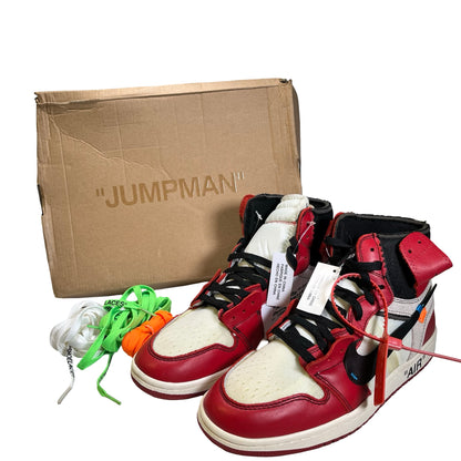OFF WHITE X NIKE Leather Mesh Suede Off-White x Air Jordan 1 Retro High OG 'Chicago' Sneakers Red White Black