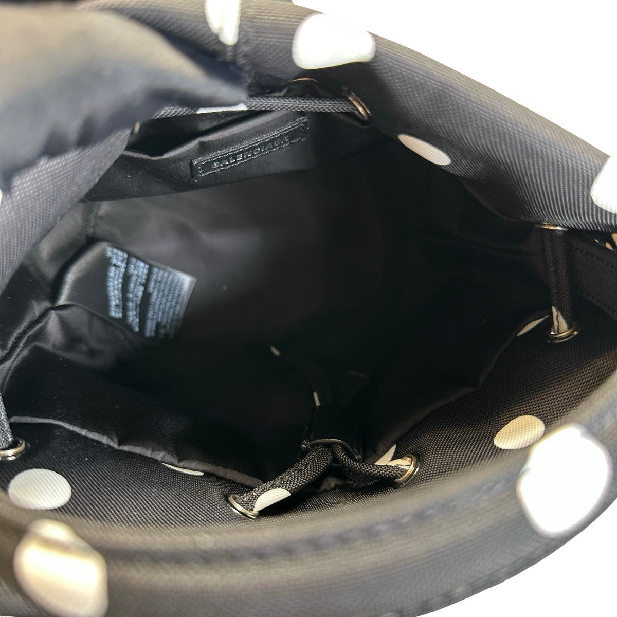 Used BALENCIAGA Polka Dot Wheel Drawstring Bucket Bag Bucket Bag Black White
