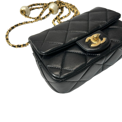 Unused CHANEL Mini flap 17cm Cross Body Bag Black GHW