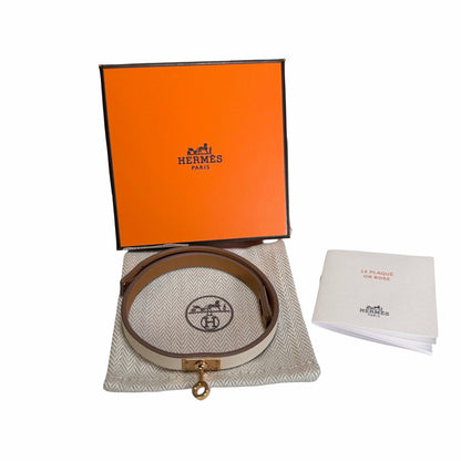Used HERMES leather Bracelet Mini Kelly Double Tou BRACELET NATA GHW