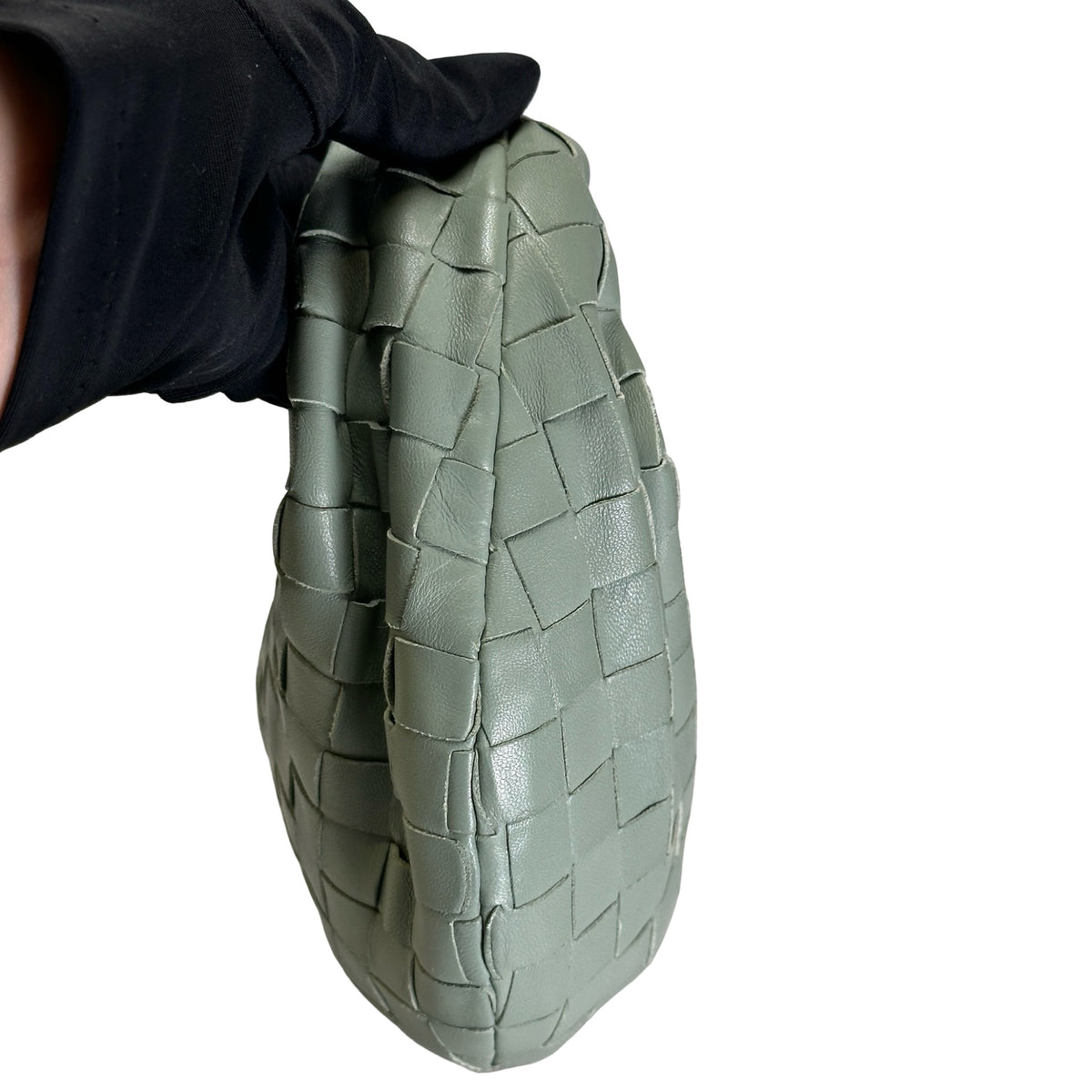 Used BOTTEGA VENETA Lambskin Mini Jodie Handbag Green GHW