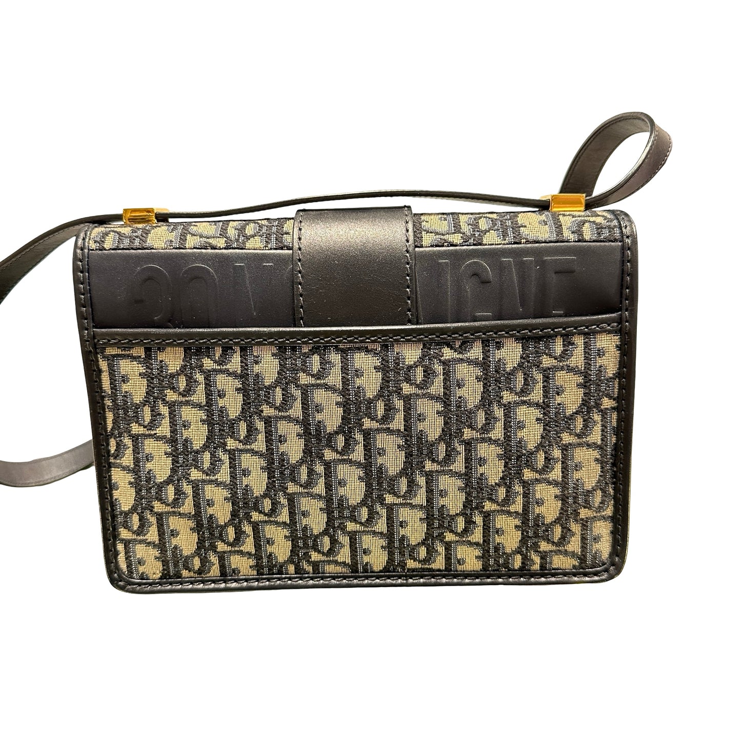 Used DIOR Canvas MONTAIGHE 30 Cross Body Bag Navy Blue GHW