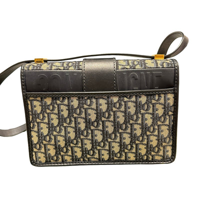 Used DIOR Canvas MONTAIGHE 30 Cross Body Bag Navy Blue GHW