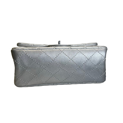 Used CHANEL Quilted Calfskin Mini 2.55 Chain Shoulder Bag Silver