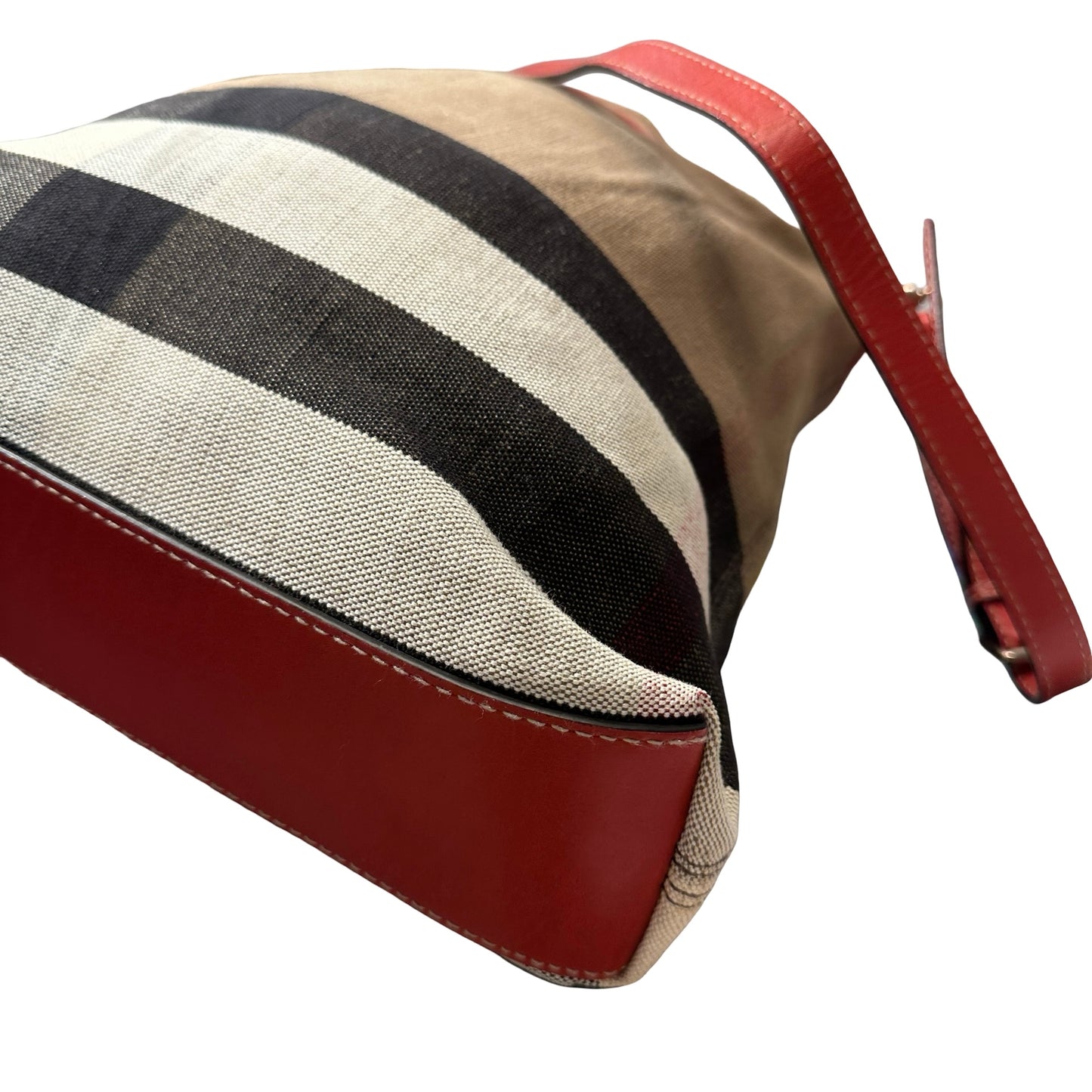 Used BURBERRY Tote Bag Beige Red