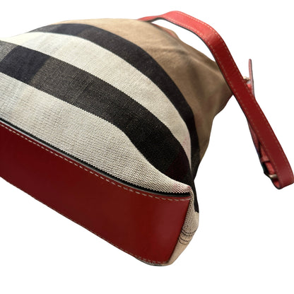 Used BURBERRY Tote Bag Beige Red
