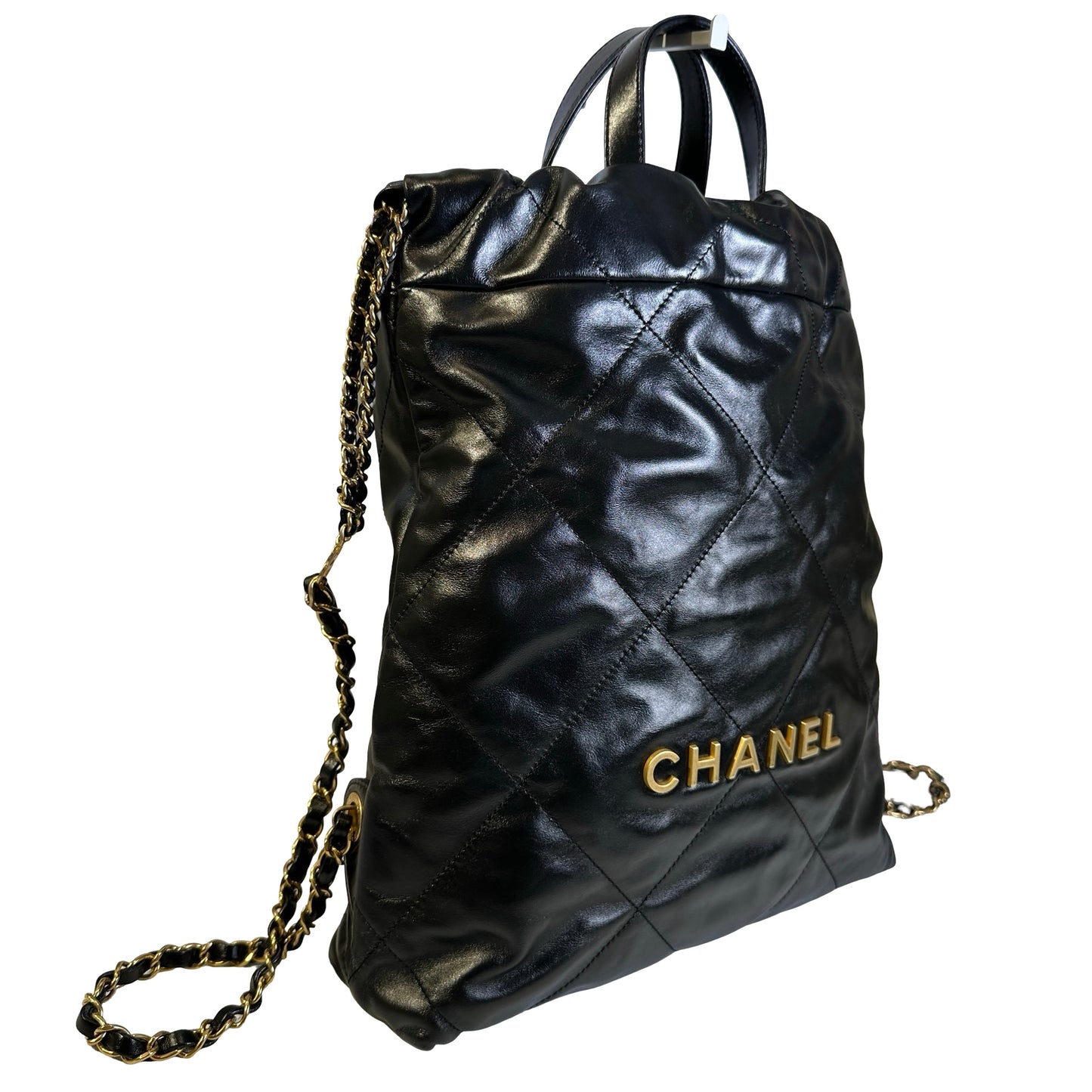 Used CHANEL Quilted Calfskin Chanel 22 Backpack Backpack Black Gold hardware