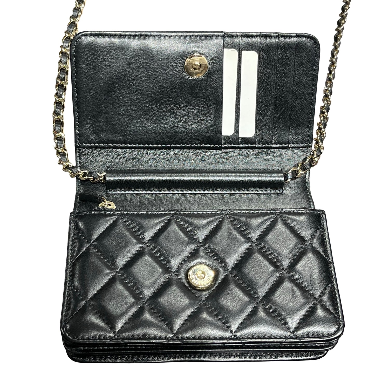 Used CHANEL Camellia WOC Wallet on Chain Black GHW
