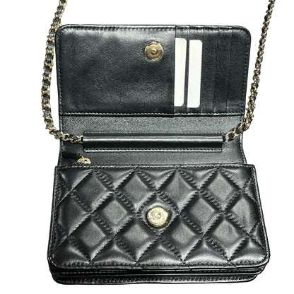 Used CHANEL Camellia WOC Wallet on Chain Black GHW