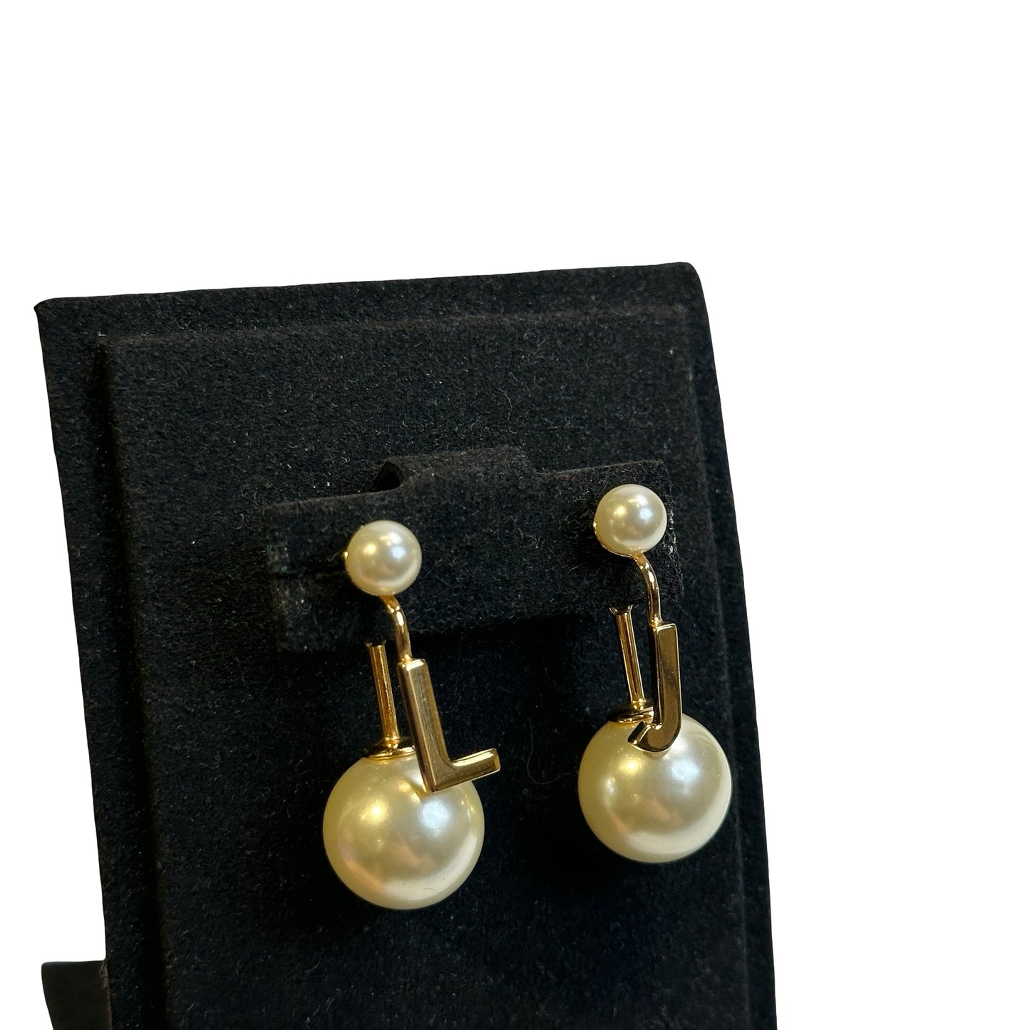 DIOR Resin Pearl Tribales Earrings Gold White