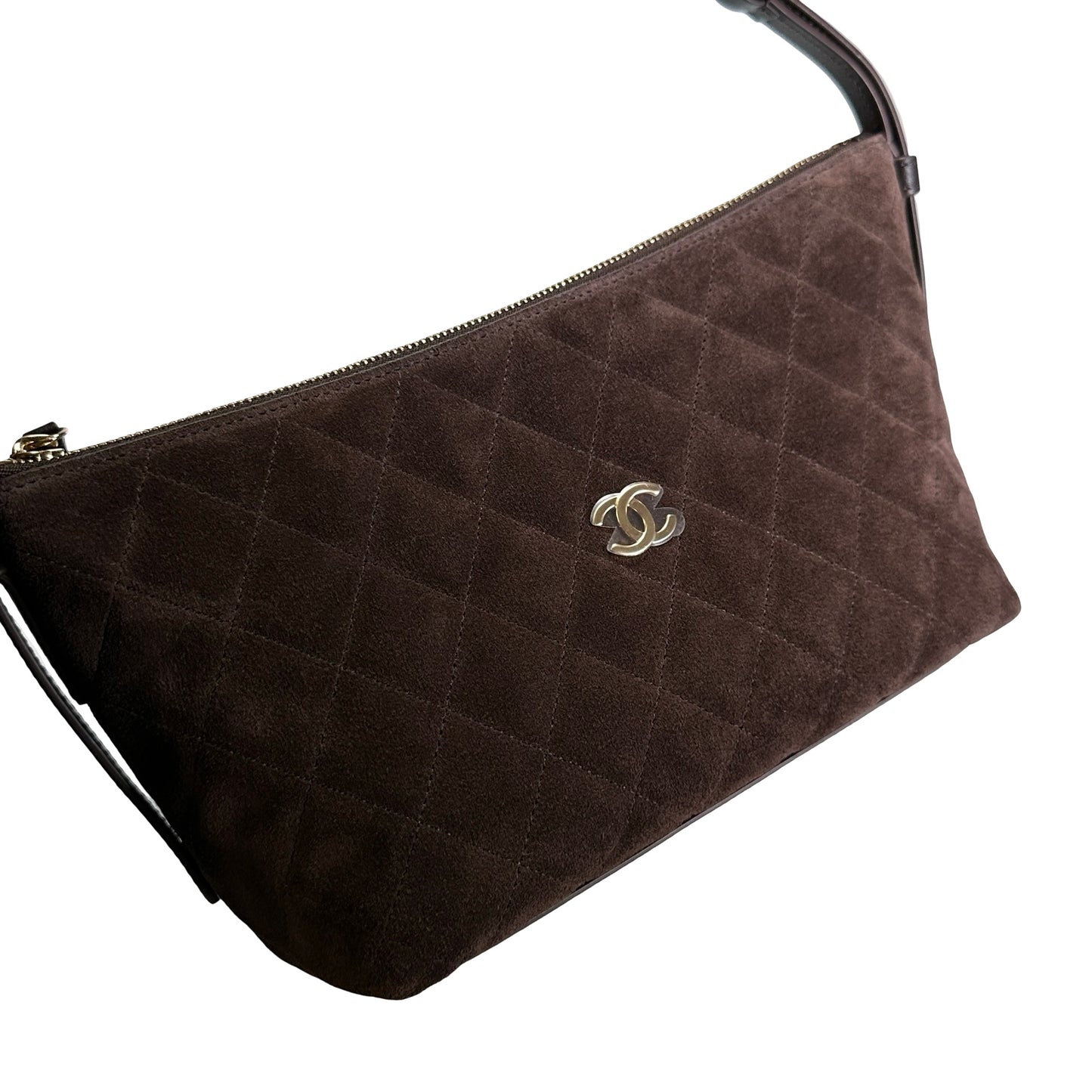 Brand New CHANEL Quilted Suede Quilted Suede Shoulder Bag Shoulder Bag Brown GHW