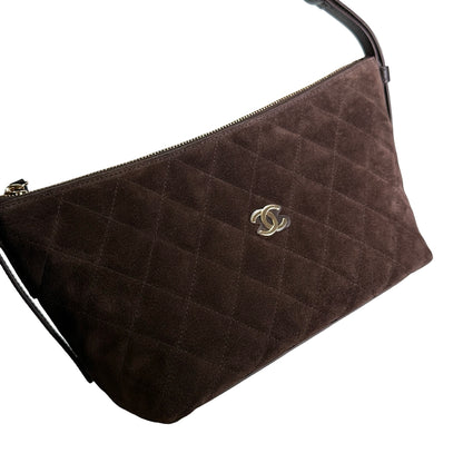 Brand New CHANEL Quilted Suede Quilted Suede Shoulder Bag Shoulder Bag Brown GHW