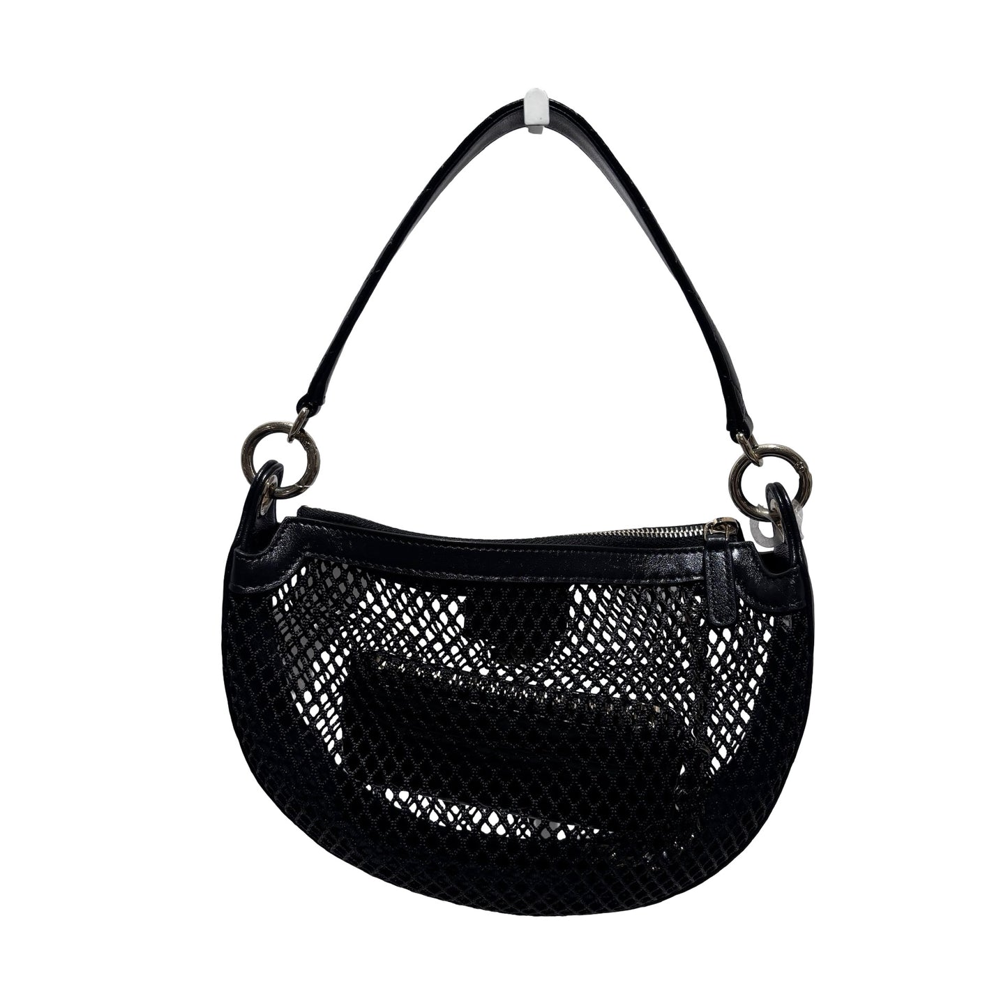 Used CHANEL Mesh 25S Half Moon Clutch Chain Shoulder Bag Black