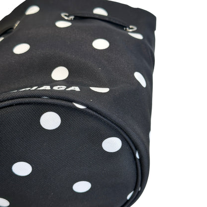 Used BALENCIAGA Polka Dot Wheel Drawstring Bucket Bag Bucket Bag Black White