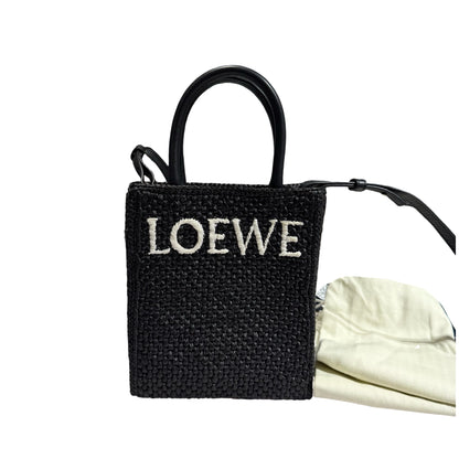 Used LOEWE RAFFIA TOTE Cross Body Bag Black