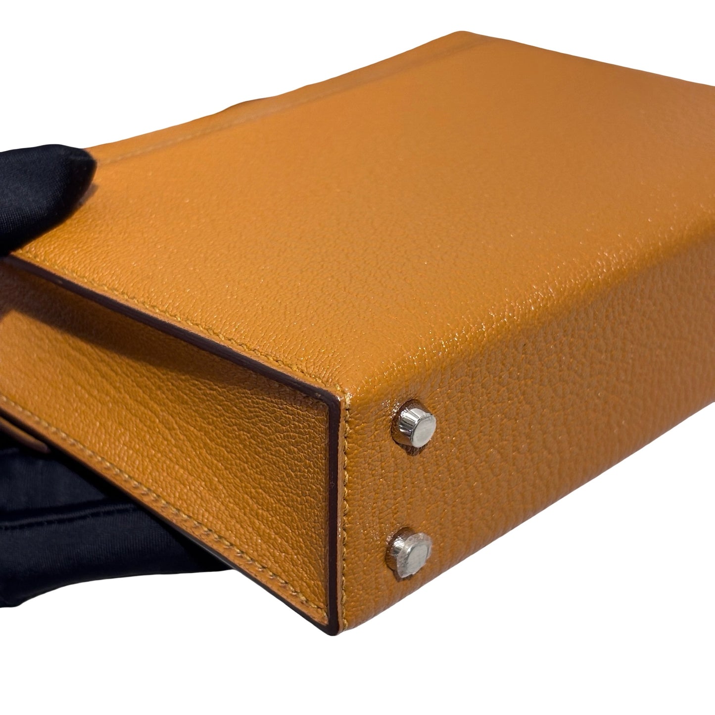 Used HERMES Chevre Mini Verrou Crossbody Bag 2S Sesame PHW