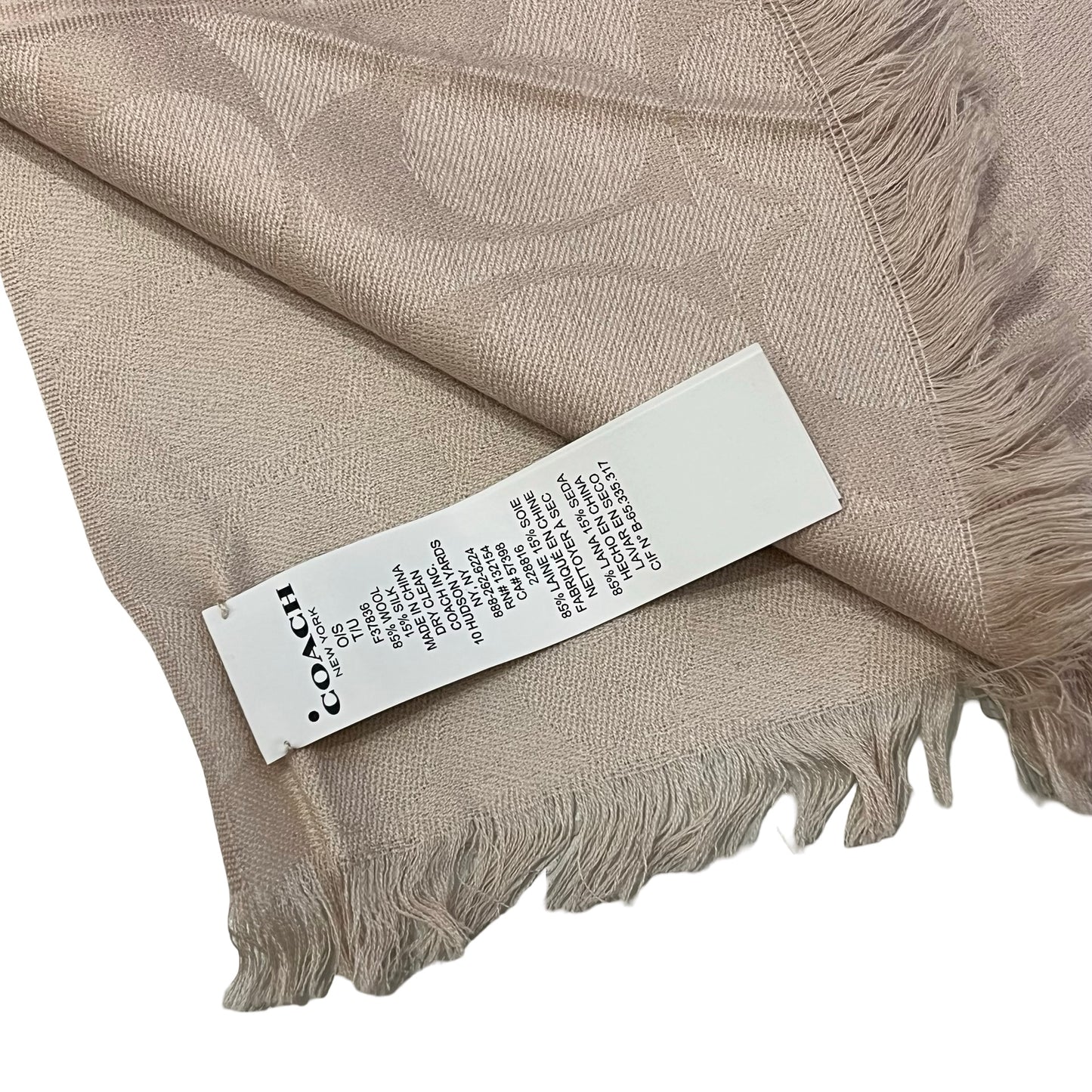 Used COACH Wool Silk Used Coach Wool Silk Rectangular Long Scarf Scarf Beige