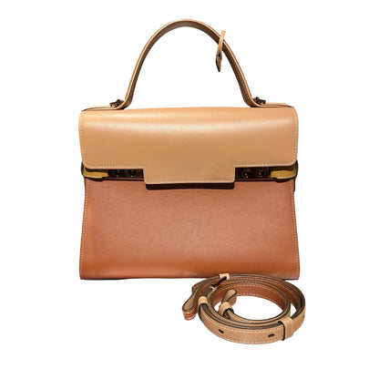 Used Delvaux Calfskin Leather Tempete MM Shoulder Bag Pink RGHW