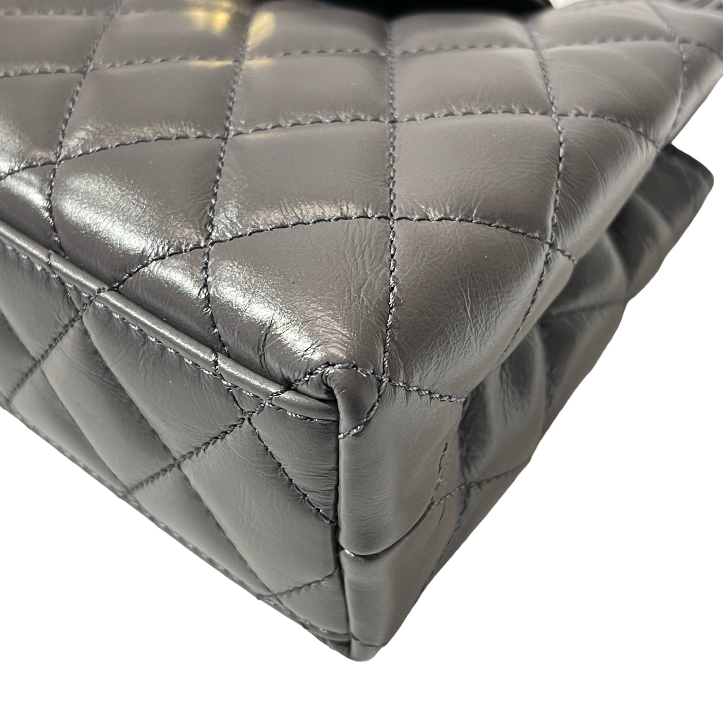 Unused CHANEL KELLY Cross Body Bag Grey GHW