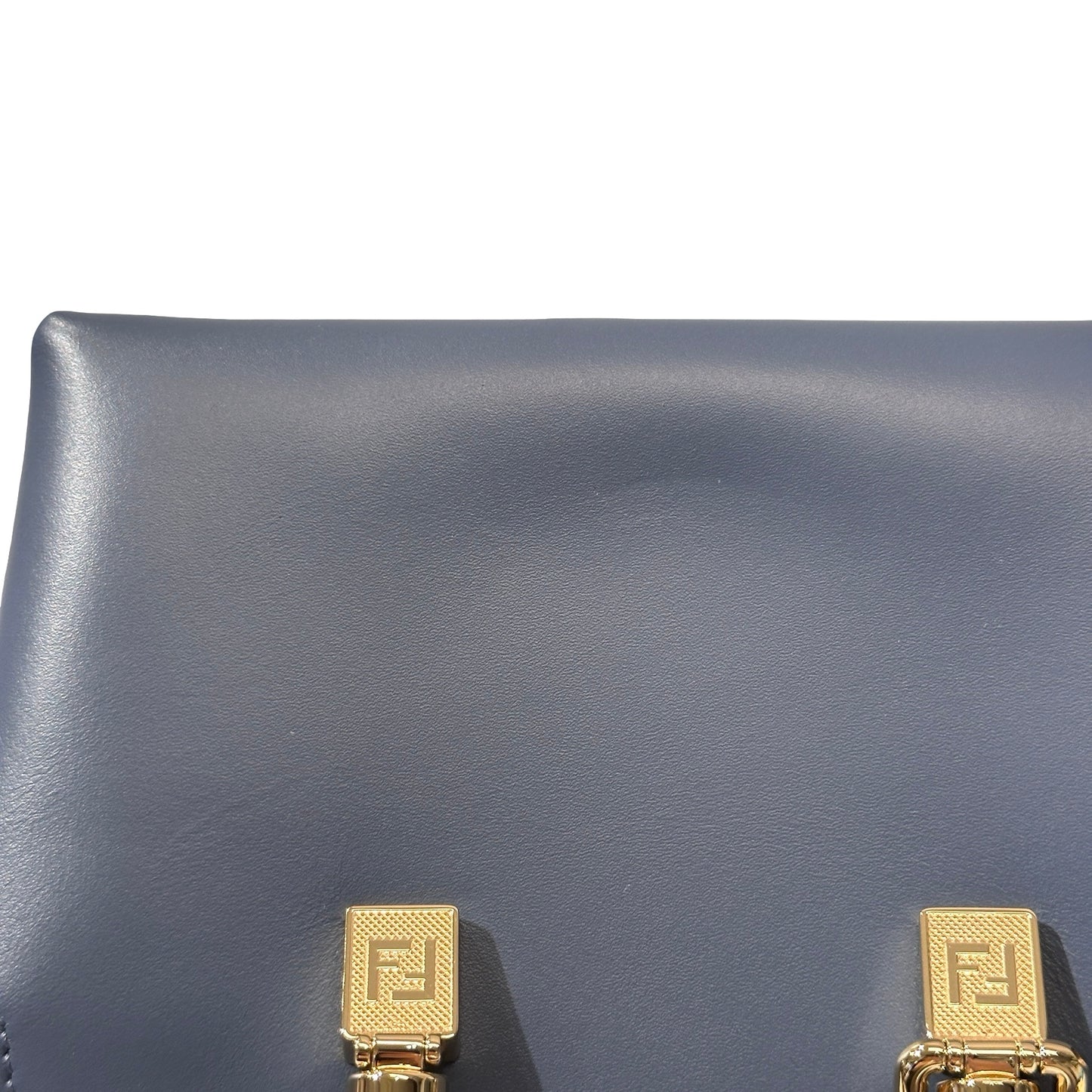 Used FENDI Leather By The Way Handbag Blue GHW