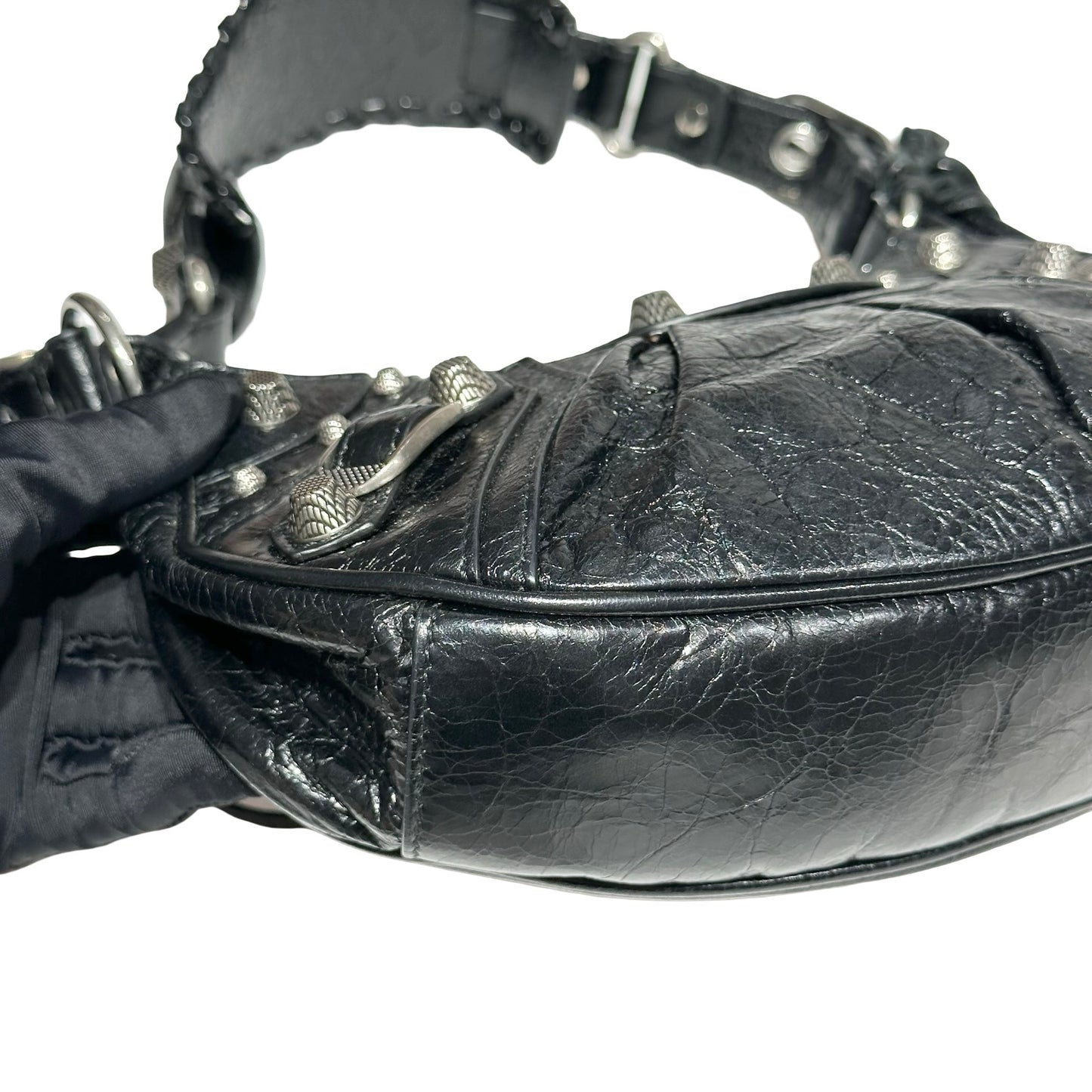 BALENCIAGA LE CAGOLE XS BLACK CALFSKIN PHW SHOULDER BAG [3000642]