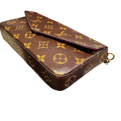 Used LOUIS VUITTON Monogram Pochette Felicie Cross Body Bag Brown Pink GHW