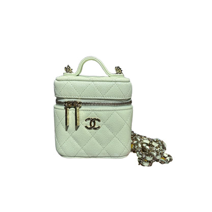 Used Chanel Mini Vanity Mini Bag Mint Green GHW