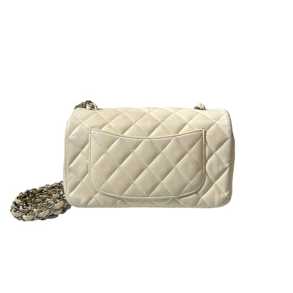 Used CHANEL Calfskin Leather Mini Flap Cross Body Bag PHW White