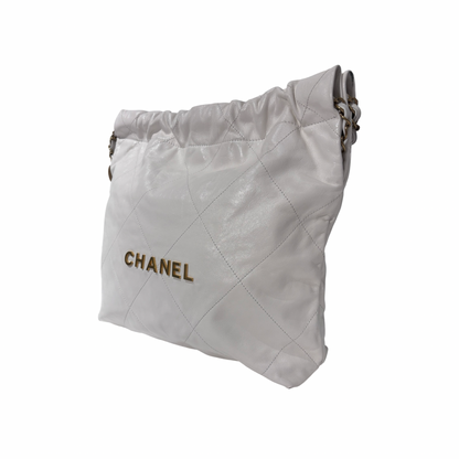 CHANEL 22 SMALL WHITE GHW CALFSKIN [3000291]