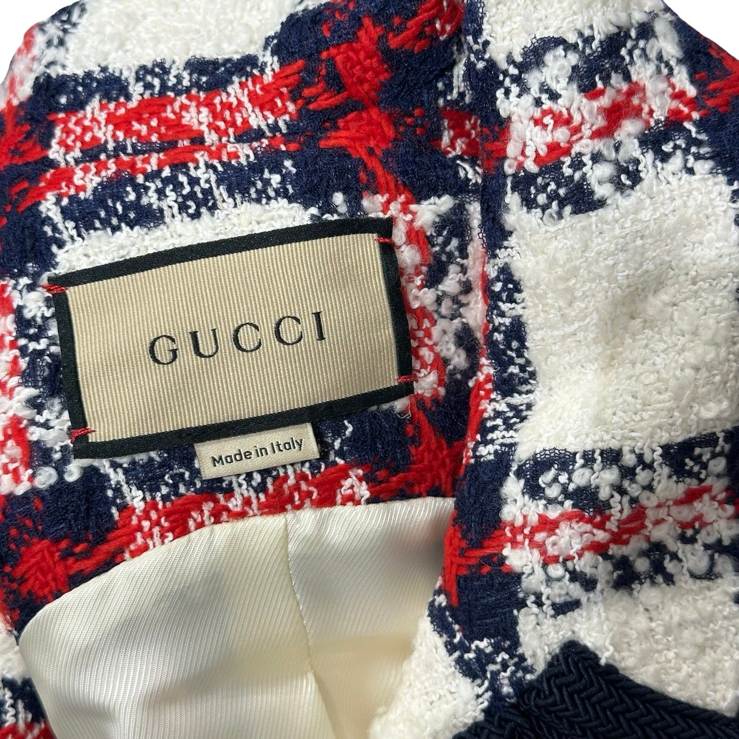 Unused GUCCI Tweed Vest Jacket White Red Blue