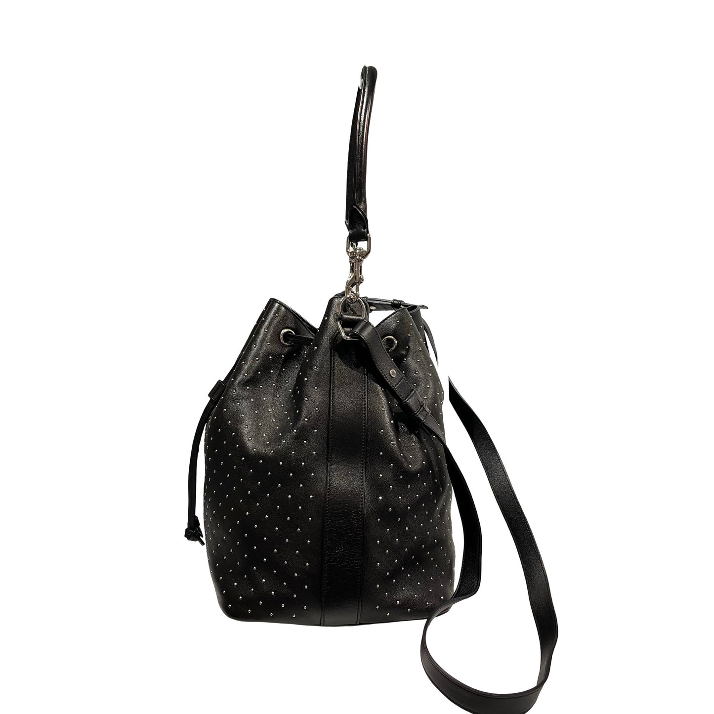 Used SAINT LAURENT Studded Emmanuelle Bucket Bucket Bag Black PHW