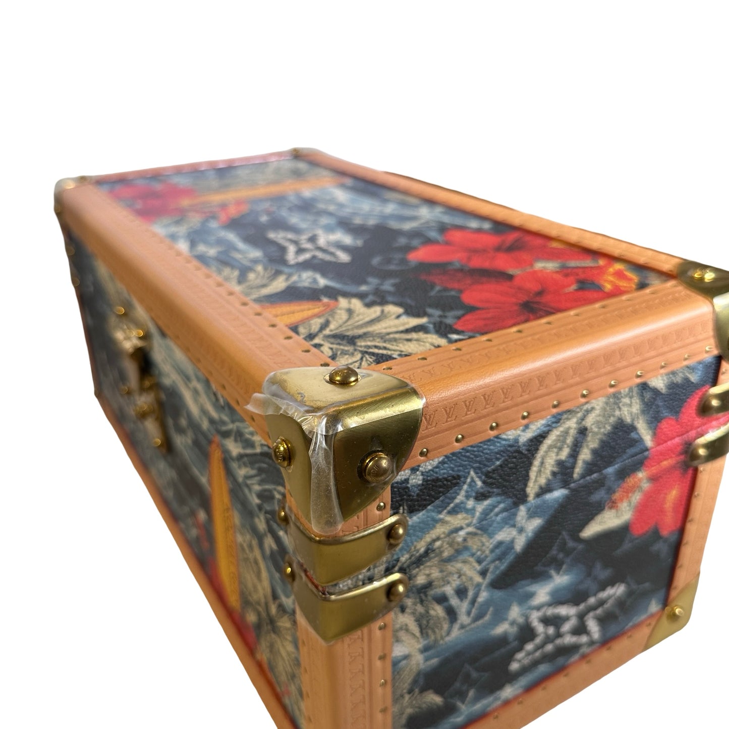 Used LOUIS VUITTON Calfskin Leather Monogram Box Box Blue Brown GHW