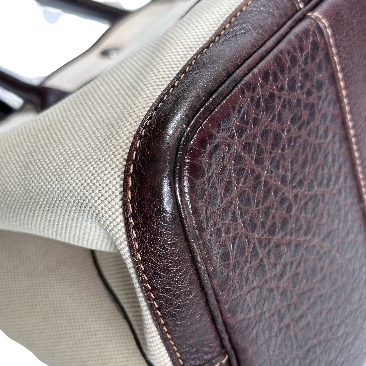 Used HERMES Canvas GP36 Vintage Hobo Bag Black Beige